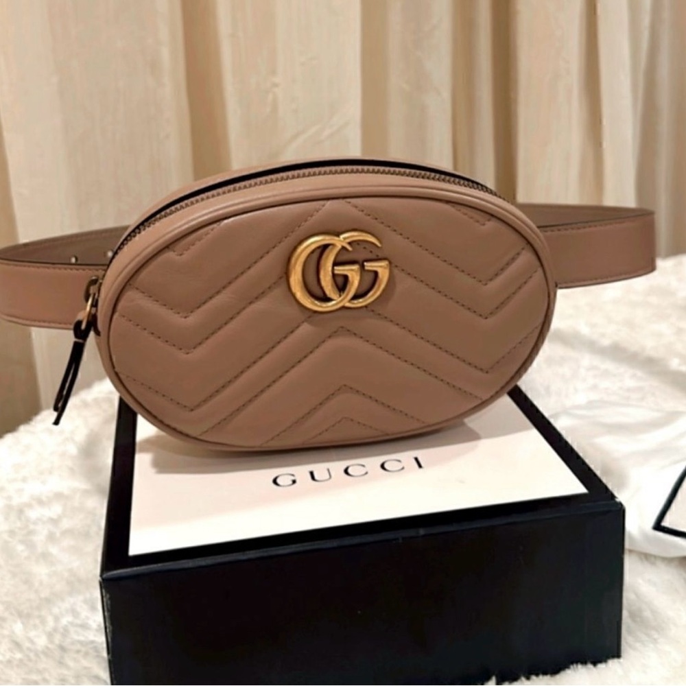 💯% Authentic GUCCI Matelasse GG Marmont Belt Bag✨